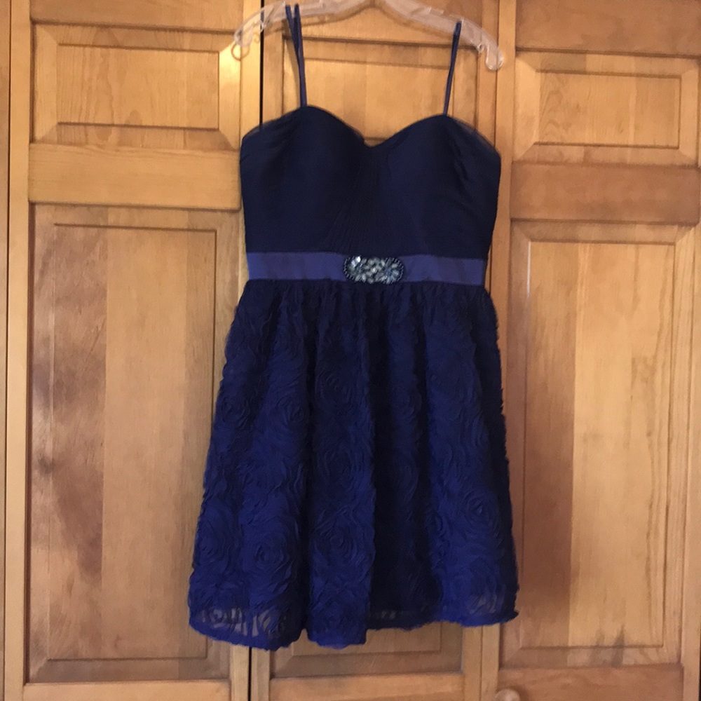 Adrianna Papell Purple Dress with Floral Skirt
